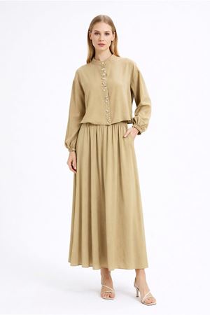 26Y7586 - YAĞ YEŞİLİ - DENİZ KABUĞU ETEKLİ TAKIM