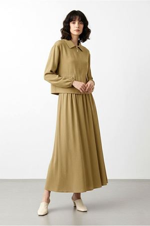 26Y7592 - YAĞ YEŞİLİ - CEPLİ CEKET ETEK TAKIM