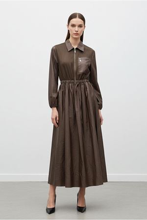 26Y7424 - KAHVE - PARAŞÜT CEPLİ ELBİSE 