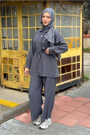 26Y6635 - KOYU GRİ - ALTIN DÜĞME BOL PAÇA TAKIM