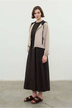 26Y6665 - BEJ - GARNİ DETAYLI ELBİSE TAKIM