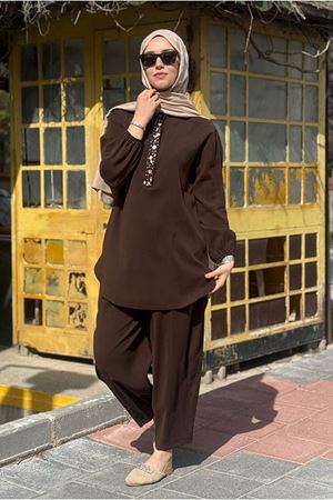 26Y7578 - KAHVE - DENİZ KABUĞU TAKIM