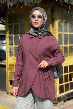 26Y7084 - MÜRDÜM - BELİ BAĞLAMALI TUNİK