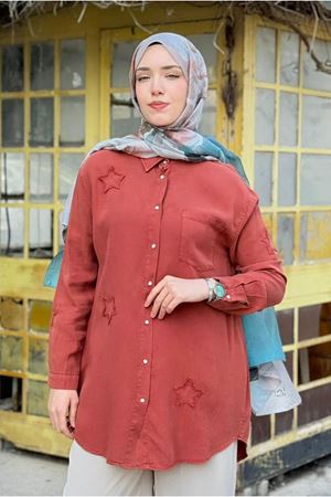 26Y6505 - KİREMİT - YILDIZ TENCEL GÖMLEK