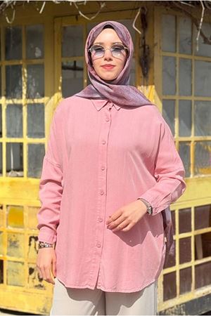 26Y7088 - PEMBE - BASİC TENCEL GÖMLEK