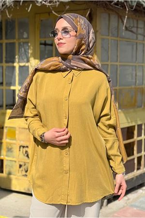 26Y7088 - YAĞ YEŞİLİ - BASİC TENCEL GÖMLEK 