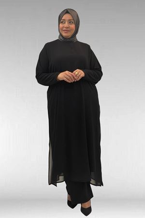 67024 Büyük Beden Sandy-Şifon Elbise - Siyah