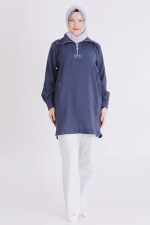 26YV23039 - İNDİGO - Büyük Beden Tesettür Tunik 