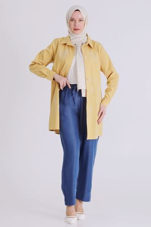 26YV10509 - KOYU MAVİ - Büyük Beden Tesettür Tensel Pantolon 