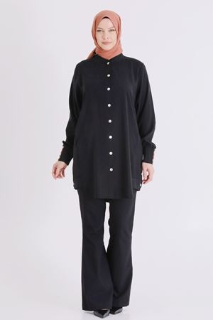 26YV2554 - SİYAH - Büyük Beden Tesettür Kap