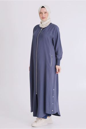26YV2829 - DUMAN MAVİ - Büyük Beden Tesettür Ferace