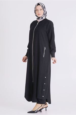 26YV2829 - SİYAH - Büyük Beden Tesettür Ferace