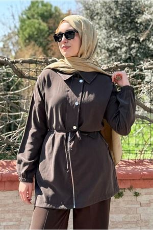 26Y7238 - KAHVE - ÇITÇITLI YAZ TRENCH