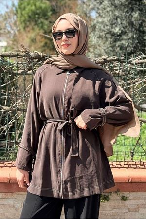 26Y7236 - KAHVE - YAZ FERMUARLI TRENCH