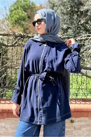 26Y7236 - LACİVERT - YAZ FERMUARLI TRENCH 
