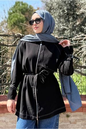 26Y7236 - SİYAH - YAZ FERMUARLI TRENCH 