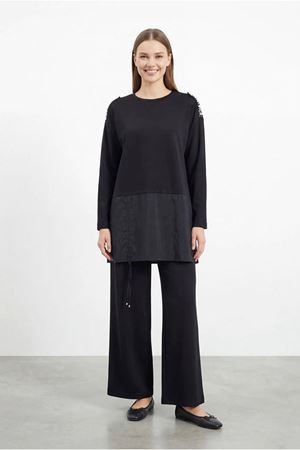 26Y6695 - SİYAH - OMUZU TAŞLI TAKIM