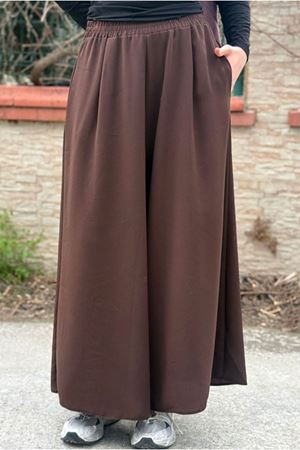 26Y7380 - KAHVE - KREP ETEK PANTOLON