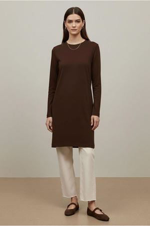 26Y6555 - KAHVE - PENYE UZUNKOL TUNİK - kopya