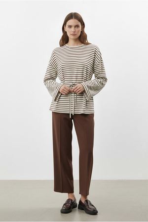 26Y6560 - KAHVE -  ÇİZGİLİ BASİC TUNİK