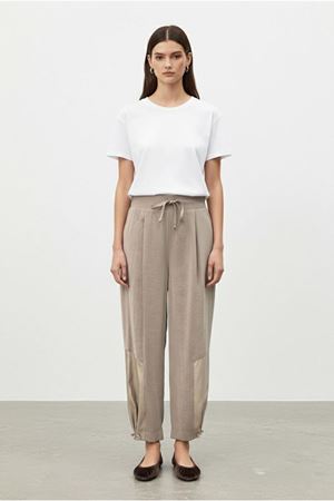 26Y7395 - VİZON - PAÇASI BÜZGÜLÜ TENCEL PANTOLON