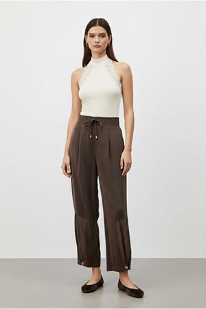 26Y7395 - KAHVE - PAÇASI BÜZGÜLÜ PANTOLON 