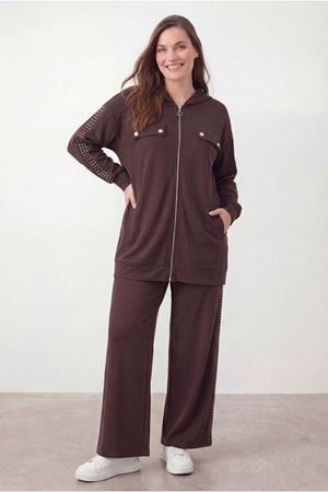 26Y6614 - KAHVE - BÜYÜK BEDEN ZIMBA TAŞLI TAKIM