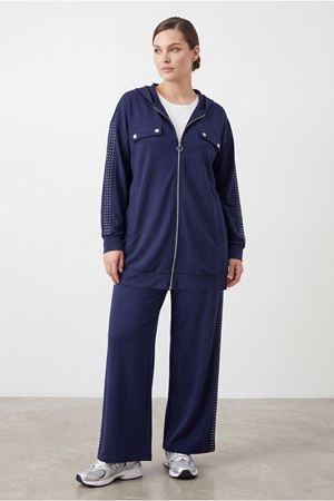 26Y6614 - LACİVERT - BÜYÜK BEDEN ZIMBA TAŞLI TAKIM