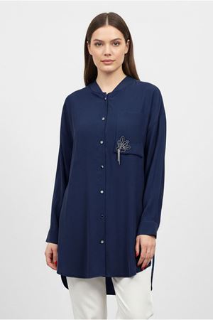26Y7070 - LACİVERT - TAŞLI ŞIK GÖMLEK 