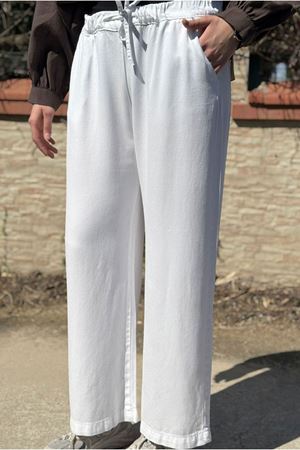 26Y7318 - BEYAZ - TENCEL BOL PAÇA PANTOLON