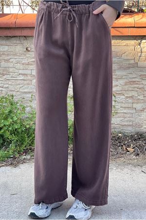 26Y7318 - KAHVE - TENCEL BOL PAÇA PANTOLON 