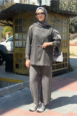 26Y6616 - ANTRASİT - TENCEL KOT TAKIM