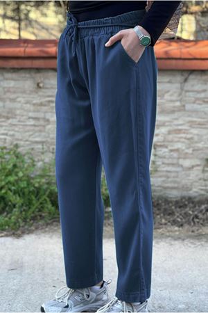 26Y7308 -LACİVERT - TENCEL İPLİ PANTOLON 