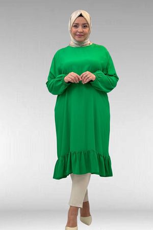 68033 Büyük Beden Eteği Fırfırlı Maroken Tunik - Benetton