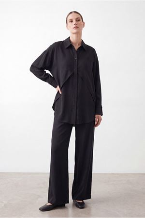 26Y6648 - SİYAH -  V DETAY ŞIK TAKIM