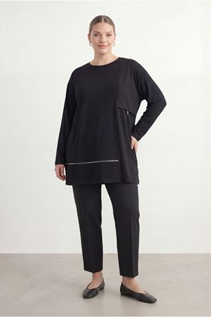 26Y6585 - SİYAH  - PARAŞÜT DETAY TUNİK