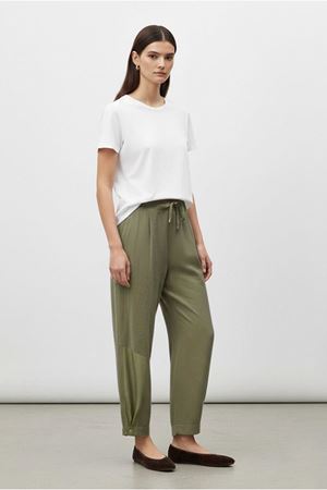 26Y7395 - HAKİ - PAÇASI BÜZGÜLÜ TENCEL PANTOLON