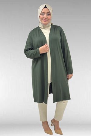 43008 Büyük Beden Penye Ceket - Haki