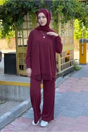 26Y6672 - BORDO - TÜL DETAYLI TUNİKLİ TAKIM