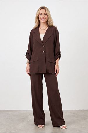 26Y6682 - KAHVE - BLAZER CEKETLİ TAKIM