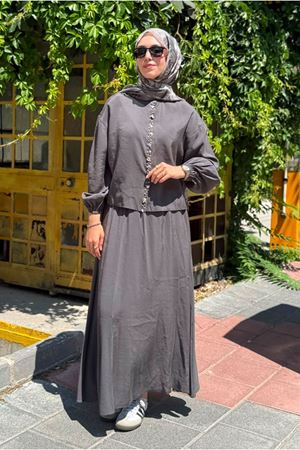 26Y7586 - ANTRASİT - DENİZ KABUĞU ETEKLİ TAKIM 