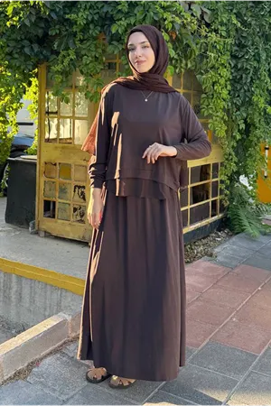 26Y6686 - KAHVE - TÜL DETAY BAMBU ETEKLİ TAKIM
