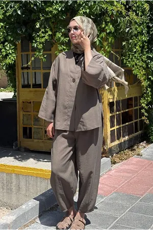26Y6684 - HAKİ - TEK DÜĞME CEKETLİ MODAL  TAKIM