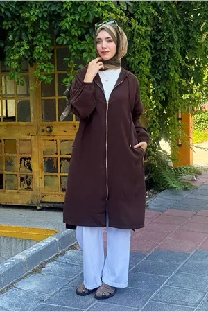 26Y7264 - KAHVE - KAPİŞONLU FERMUARLI KAP