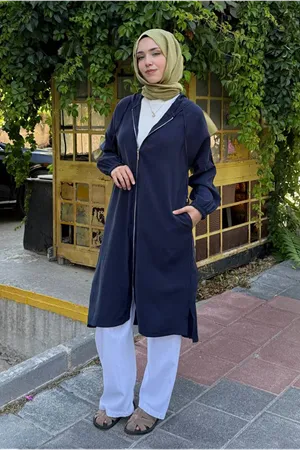 26Y7264 - LACİVERT - KAPİŞONLU FERMUARLI KAP