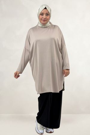68091 Büyük Beden Basic Modal Tunik - Bej