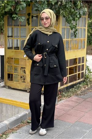 27K5347 - SİYAH - MY MAGAZİN - GOLD DÜĞME SCUBA CEKET 