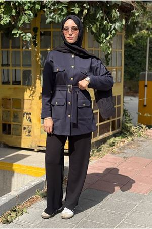 27K5347 - LACİVERT - MY MAGAZİN - GOLD DÜĞME SCUBA CEKET 