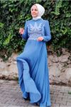 8002 - İNDİGO - PANOLU DANTELLİ ABİYE