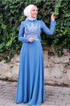 8002 - İNDİGO - PANOLU DANTELLİ ABİYE